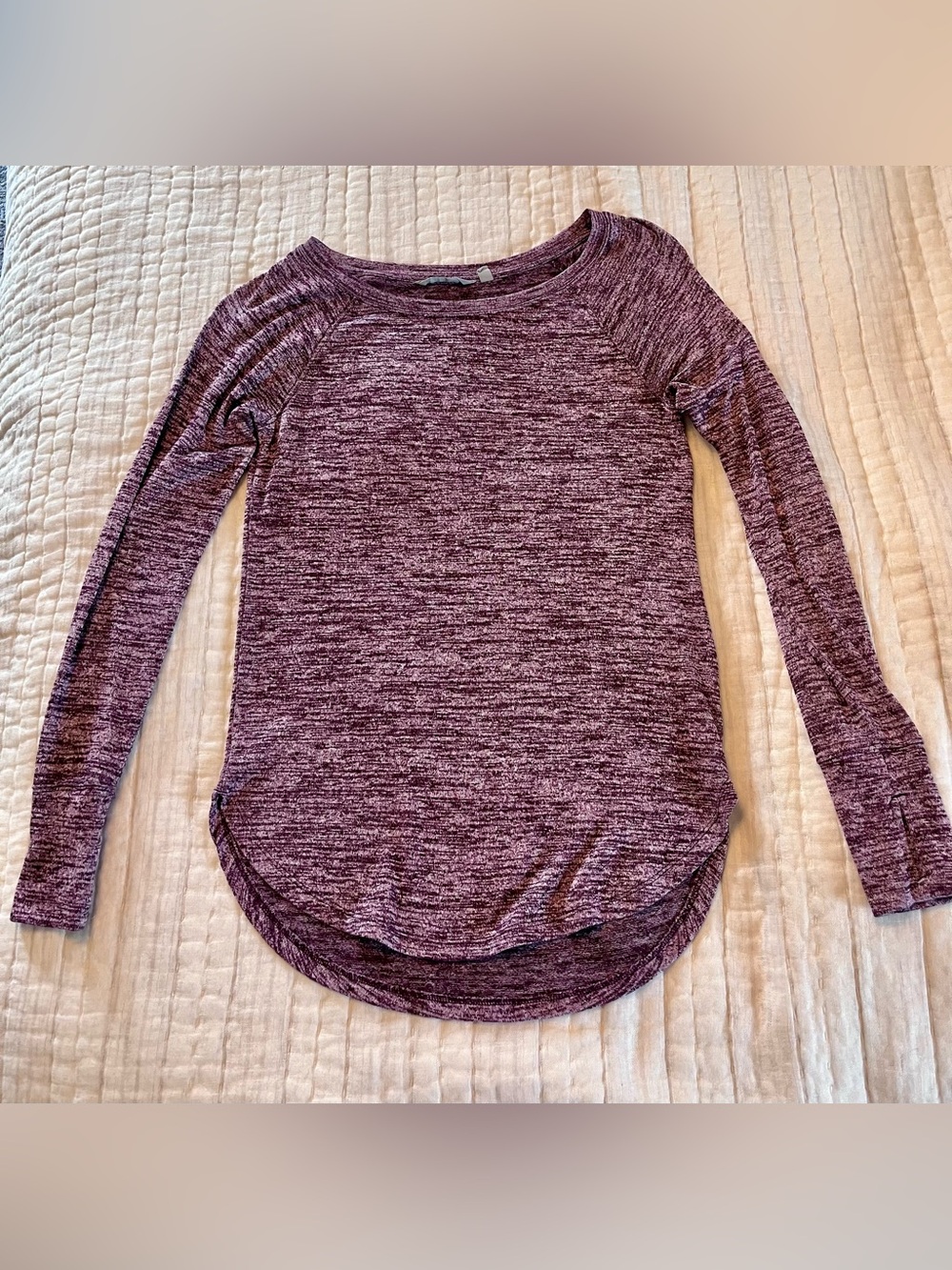 Athleta Marled Long Sleeve Tee in Burgundy Heather